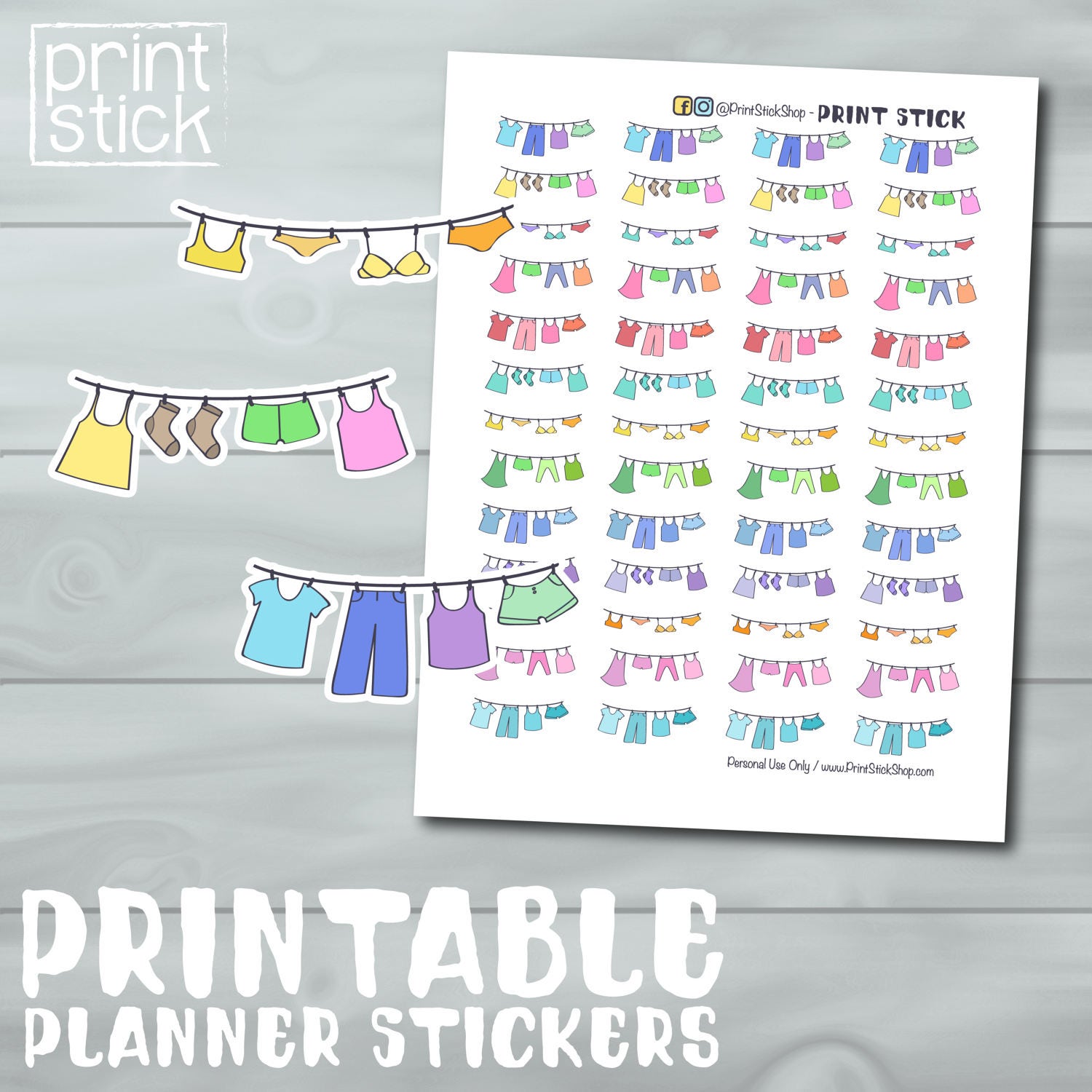 Laundry Planner Stickers PRINTABLE Perfect for Erin Condren - Etsy