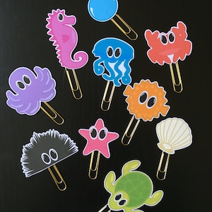 Sea Creatures Planner Clips - Printable Clips for your Planner! 10 Sea Life Clips JPG/PDF - DIY Just Print, cut & glue to your favorite clip