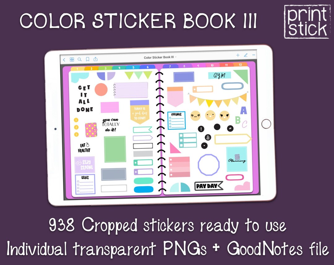 Digital Planner Stickers: Color Sticker Book III for Goodnotes (digital ...