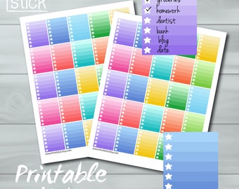 Rainbow Star Checklist Boxes Stickers - PRINTABLE - Perfect for your Erin Condren Vertical Planner !