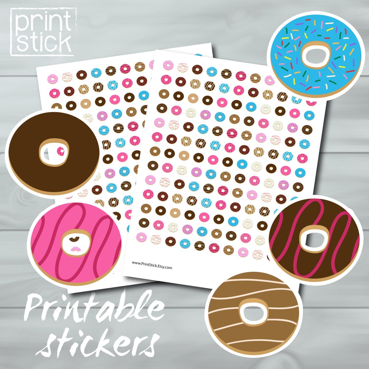 donut printable stickers cute little donuts perfect for your etsy
