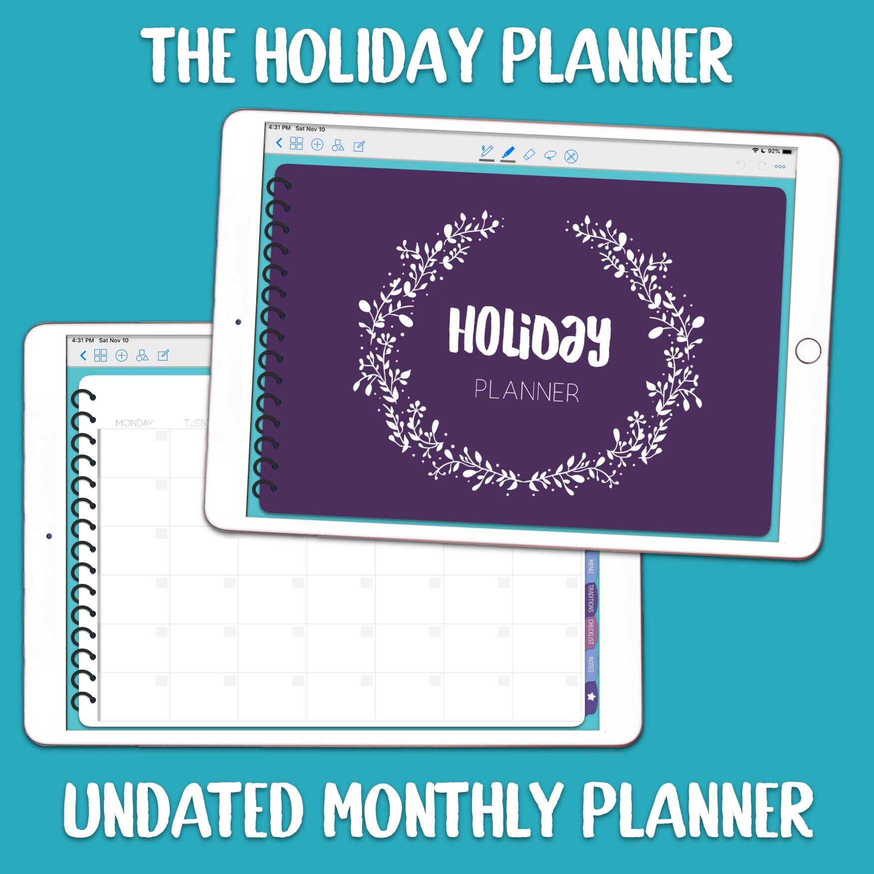 Holiday Digital Planner Ipad Planner Goodnotes Notability Etsy