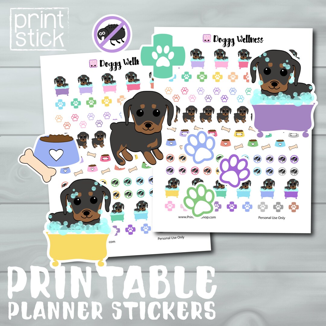 Rottweiler Planner Stickers: Pet Health & Wellness (printable) - Etsy
