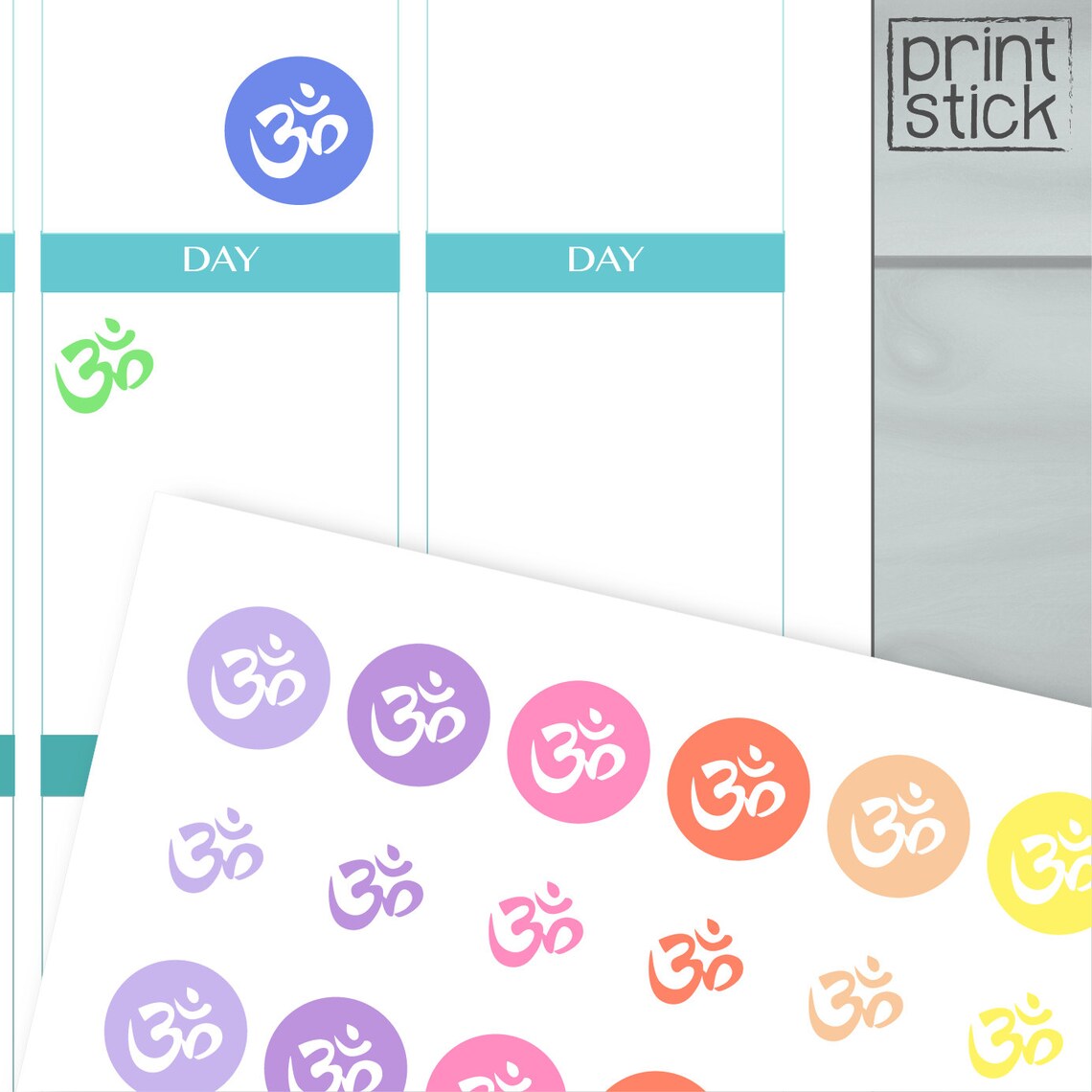 yoga om planner stickers printable meditation perfect for etsy