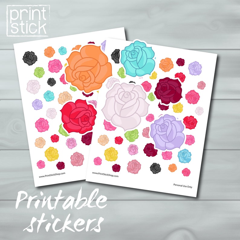 Roses Planner Stickers: Printable Floral Stickers (JPG) - Etsy