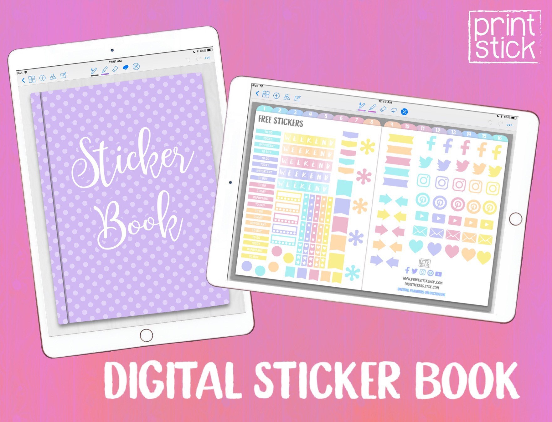 Blank Digital Sticker Book, Goodnotes Digital Planner Stickers