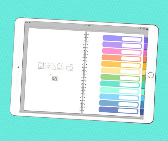 Cuaderno Digital iPad en Blanco Goodnotes / Notability Con hipervínculos  activos y 12 secciones en blanco -  México