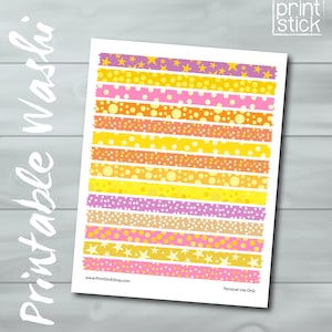 Pink Yellow Washi - PRINTABLE SHEET - Perfect for Erin Condren, Happy Planner, other Planners and Scrapbooking!