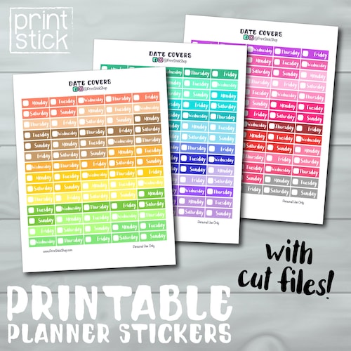Printable Date Covers Planner Stickers Date Cover Ups for - Etsy