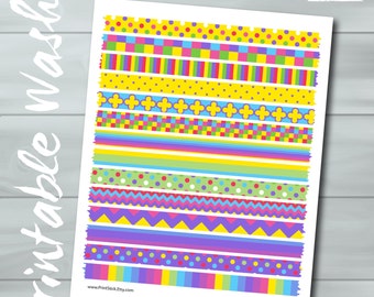 Colorful Purple Washi Tape PRINTABLE SHEET Perfect for Erin