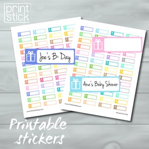 Birthday Reminder Stickers: Planner Calendar Labels (PRINTABLE JPG)