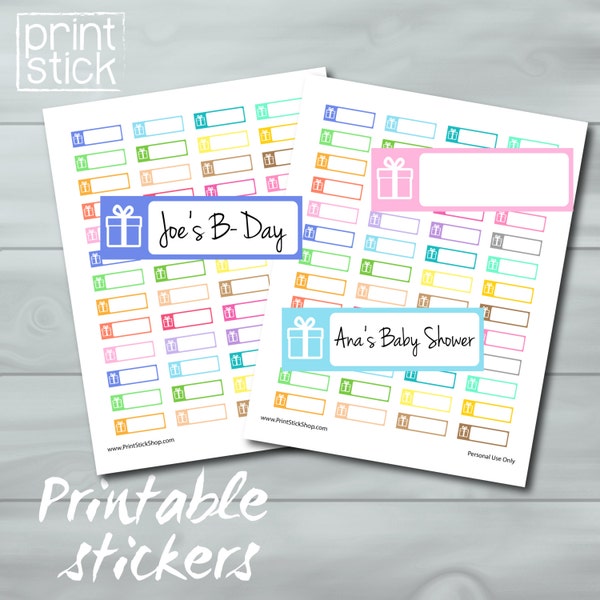 Birthday Reminder Planner Stickers - PRINTABLE JPG - Perfect for your Erin Condren Planner or any other planner or notebook !