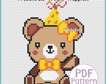 Cute Bear cross stitch pattern PDF - Instant download - Small Cross stitch