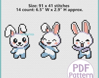 PDF pattern cute bunnies , cross stitch pattern  - Instant download - Small Cross stitch