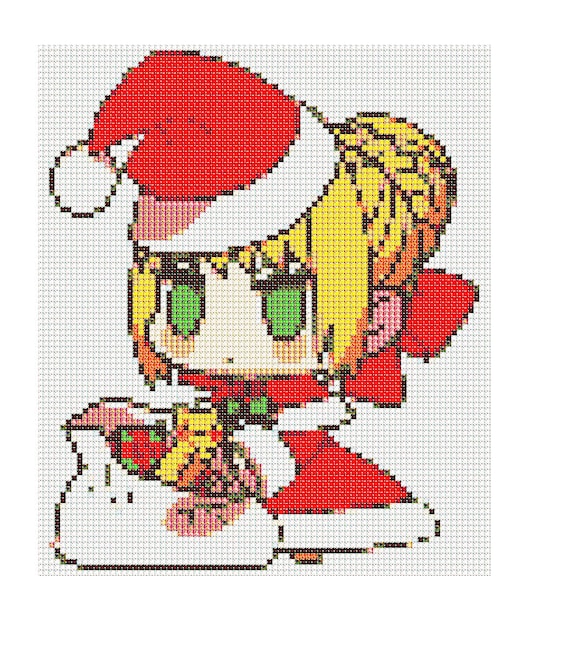 ご確認用 Merry Christmas 静かな森のクロス 17~18cm X-mas Saber Santa - Christmas Saber Nero PDF Cross Stitch Pattern