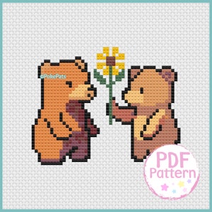 Bear Cross Stitch pdf pattern. Cute bears cross stitch pattern PDF - Instant download -