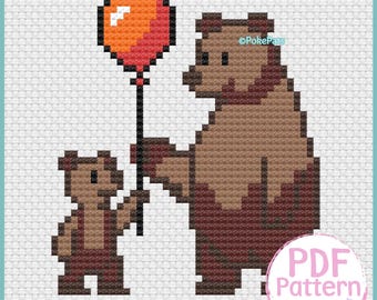 Bear Cross Stitch pdf pattern. Cute bear cross stitch pattern PDF - Instant download -