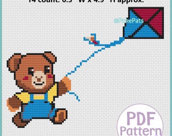 PDF pattern cute Bear , cross stitch pattern  - Instant download - Small Cross stitch