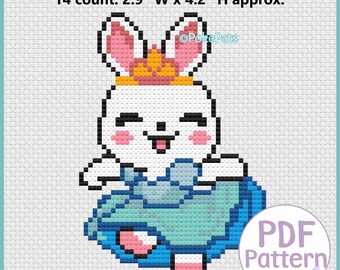 Princess Bunny cross stitch pattern PDF - Instant download - Small Cross stitch