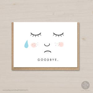 Afdrukbare afscheidskaart, afscheidskaart, goede reiskaart, collega, vertrekkaart collega, reizigerskaart, emoji-kaart, nieuwe baankaart, verhuizen
