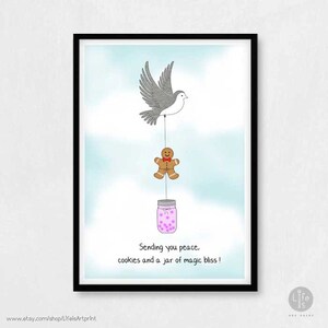 Funny encouragement poster - Sending you peace, cookies and a jar of magic bliss - friendship, farewell poster gift,