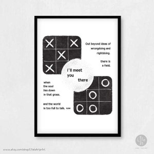 Rumi quote poster print: Out beyond wrongdoing and rightdoing, there is a field.  I&#39;ll meet you there.