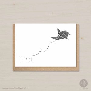 Biglietto di addio stampabile - Ciao! - biglietto di viaggio, biglietto di partenza, biglietto di trasloco, biglietto di nuovo lavoro, biglietto di buon viaggio, biglietto di nuova vita