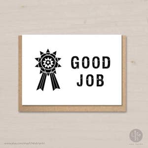 Cartão de bom trabalho para impressão, cartão de felicitações, colega de trabalho, cartão de formatura, distintivo, prêmio, mérito, conquista, você conseguiu, muito bem, cartão personalizado