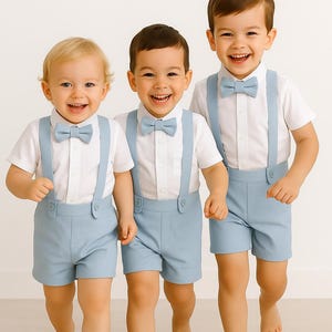 3 peças. Terno para pajem azul-água | Terno para pajem azul-claro | Traje para pajem | Traje para batizado | Traje para batizado | Terno para menino em linho misto