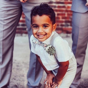 3pcs. Ring Bearer Suit | Page Boy Suit | Ring Bearer Outfit | Page Boy Outfit | Baptism Pants with Suspenders | Boy linen Blend Suit