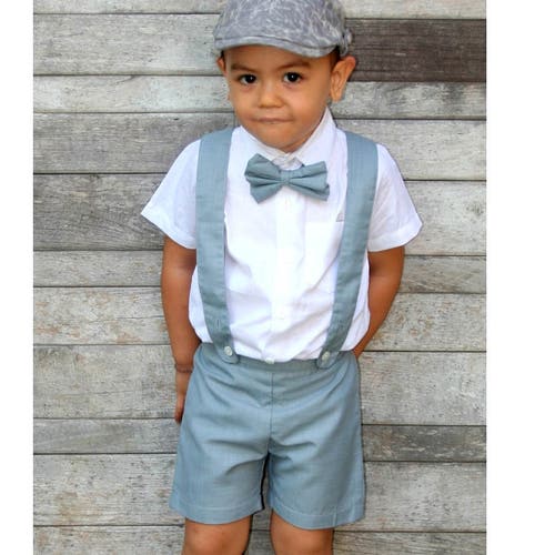 Boy Suspender Shorts-greyonlyboy 