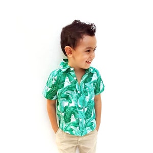 Tropical Shirt, Boy shirt, Banana leaf shirt, beach shirt,summer shirt, party shirt, vacation shirt, Boho Shirt, boy birthday gift, Shirt image 1