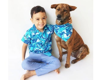 Matching dog Bandana, Kids and Puppy Outfit,Dog matching Outfit Kids and dog Outfit,baby and puppy outfit,Dog scarf,boy shirt, kids gift