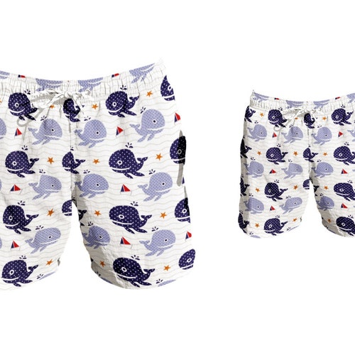 Father Son Matching Swimsuits Daddy and Me Swim Trunks Etsy
