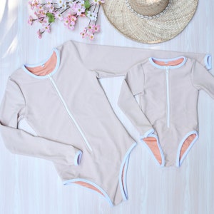 Mommy and me Swimsuit, matching mother daughter swimsuit, matching Rash guard swimsuit, Matching long sleeved swimsuits, Eco rib swimsuit,