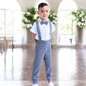 Boy Suspender Pants | Page Boy Pants | Ring Bearer Outfit | Page Boy Outfit | Baptism Pants with Suspenders | Boy linen Blend Shorts