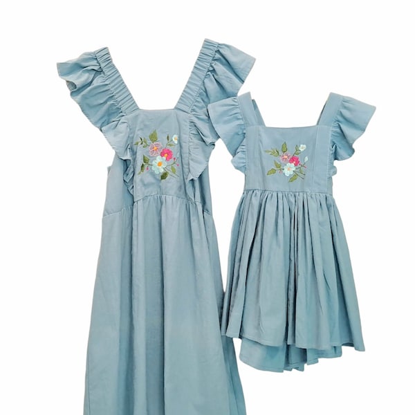 Embroidery Dress | Mommy and Me dresses | Mommy & Me matching outfits | Mommy and me outfits | Mom Daughter Dress | Mother's day gift