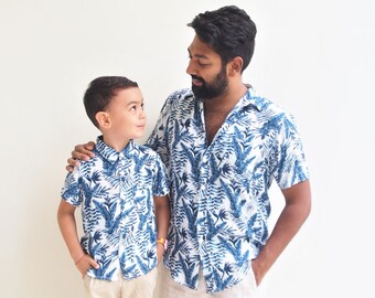 Vater und Sohn passende Shirts - Tropisches Blatt, Vater und Sohn Outfit, Tropisches Shirt, Vater und Sohn Shirts, passende Shirts, Vatertagsgeschenk