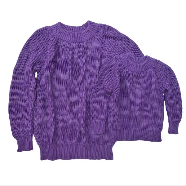 Mommy and me Outfit, Purple knitted Sweater ,Knitwear Jumper,Knitwear Sweater,Baby knitted Sweater,mother daughter matching,Matching sweater