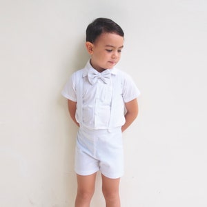 2 T 3pcs Bapteme Tenue Blanc Shorts Porte Jarretelles Etsy