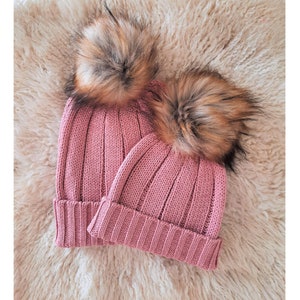 pompon hats mom and me hats matching kid and mom hat mother daughter hats Mommy and me Hats matching outfits hat
