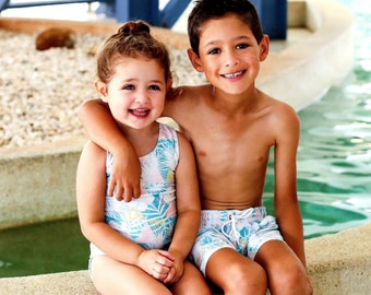 brother and sister matching swimwear