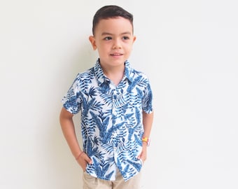 Tropical Shirt, Boy shirt, beach shirt, summer shirt, party shirt, Leaf Shirt, Vintage shirt, button up shirt, boy gift, Boy Birthday gift