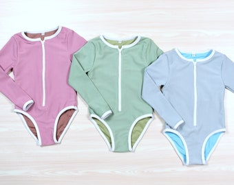 Mommy and me Swimsuit, matching mother daughter swimsuit, matching Rash guard swimsuit, Matching long sleeved swimsuits, Eco rib swimsuit,