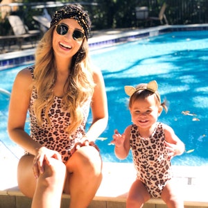 Leopard Mommy & Me Swimsuits | Mommy and me Outfits | Matching Family Swimsuits | Family Swimwear | Matching Swimsuits | Mother&#39;s Day Gift