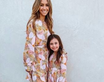 Mommy and me Outfit, Mother daughter matching dresses,mommy and me, matching outfits, Autumn Dress, Leaf Dress,Mom gift,Mother's day gift