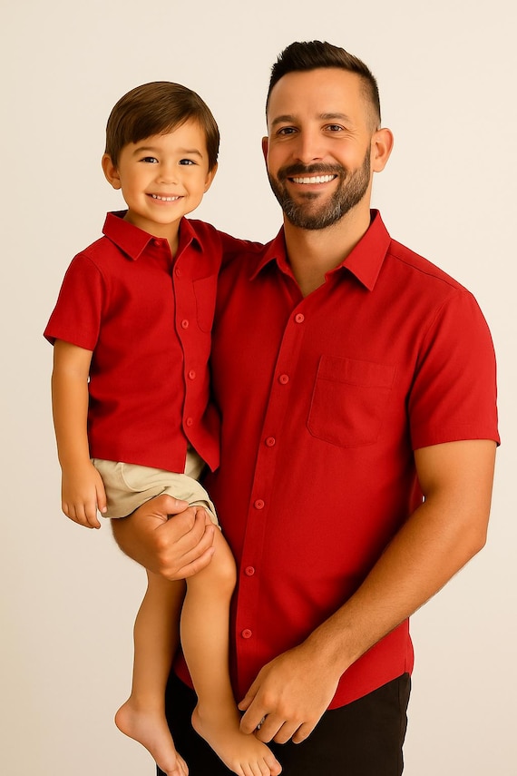 matching father and son dress shirts Shop Wanted Red Checked Father Son Matching Dress Shirts Combo