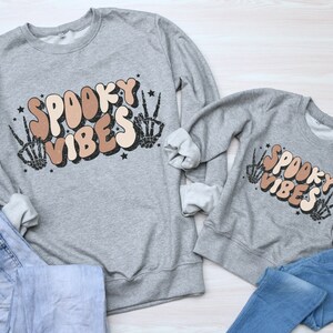 Mama & Mini Sweatshirt, Spooky Vibes Sweatshirt,Halloween Mommy and Me Outfit,Mom Daughter Halloween Sweatshirts,Matching Halloween Jumper