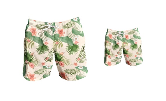 matching swim shorts dad and son