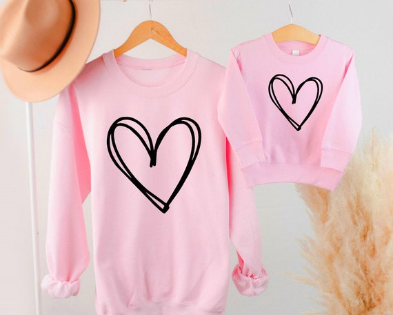 Mommy and Me Outfit Mom daughter matching Sweater Love heart Sweatshirt Valentine s matching sweatshirts Mother s Day Gift New Mom Gift